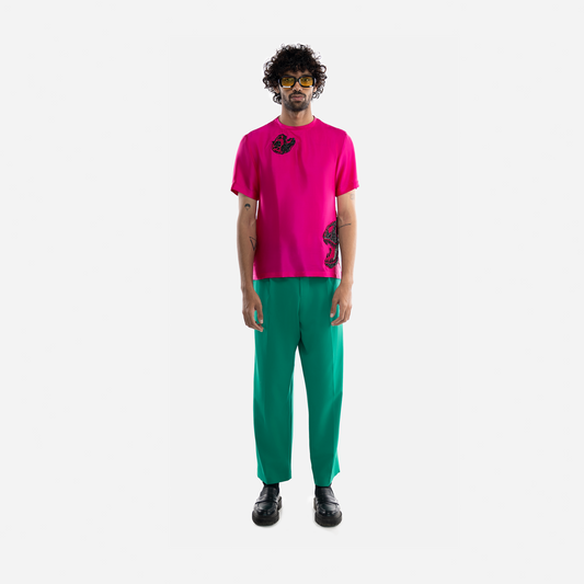 T-Rex Pink Satin Silk T-shirt