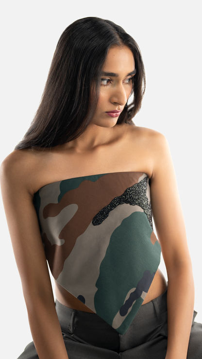 Stellar Camouflage Scarf Top